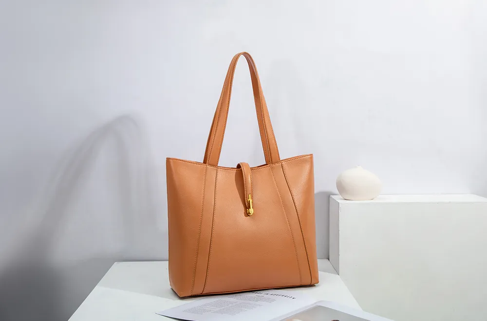 BALIYA H98055 genuine leather tote bag large capacity commuter women's bag simple versatile handbag