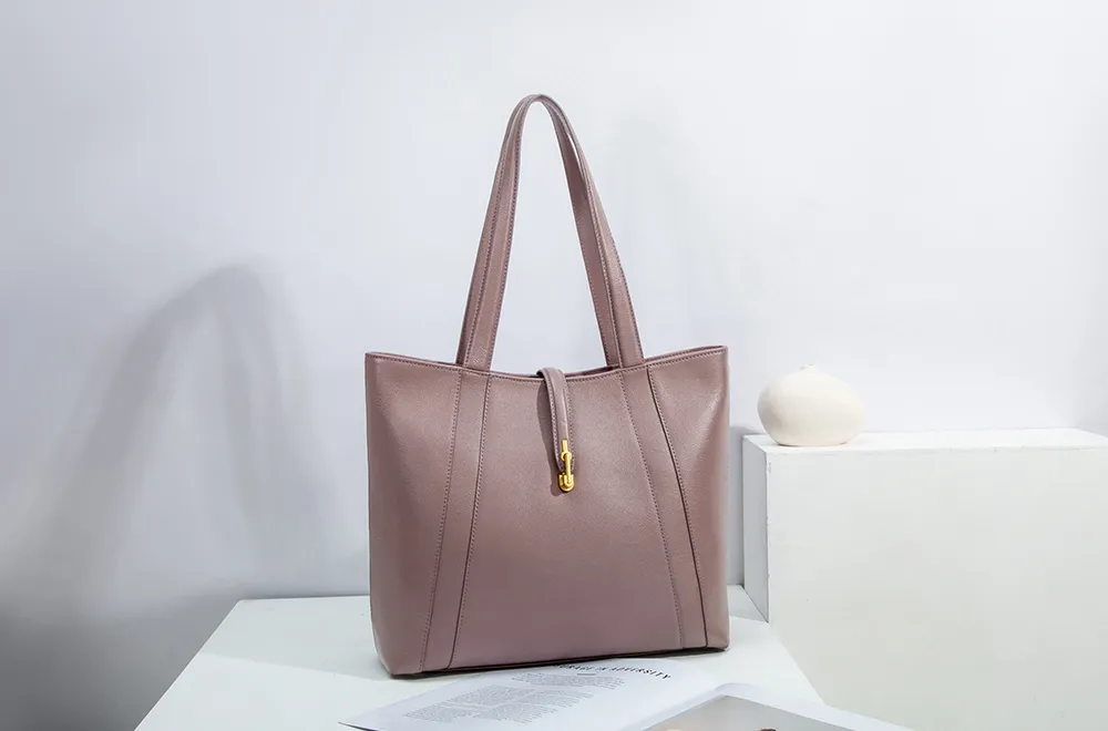 BALIYA H98055 genuine leather tote bag large capacity commuter women's bag simple versatile handbag