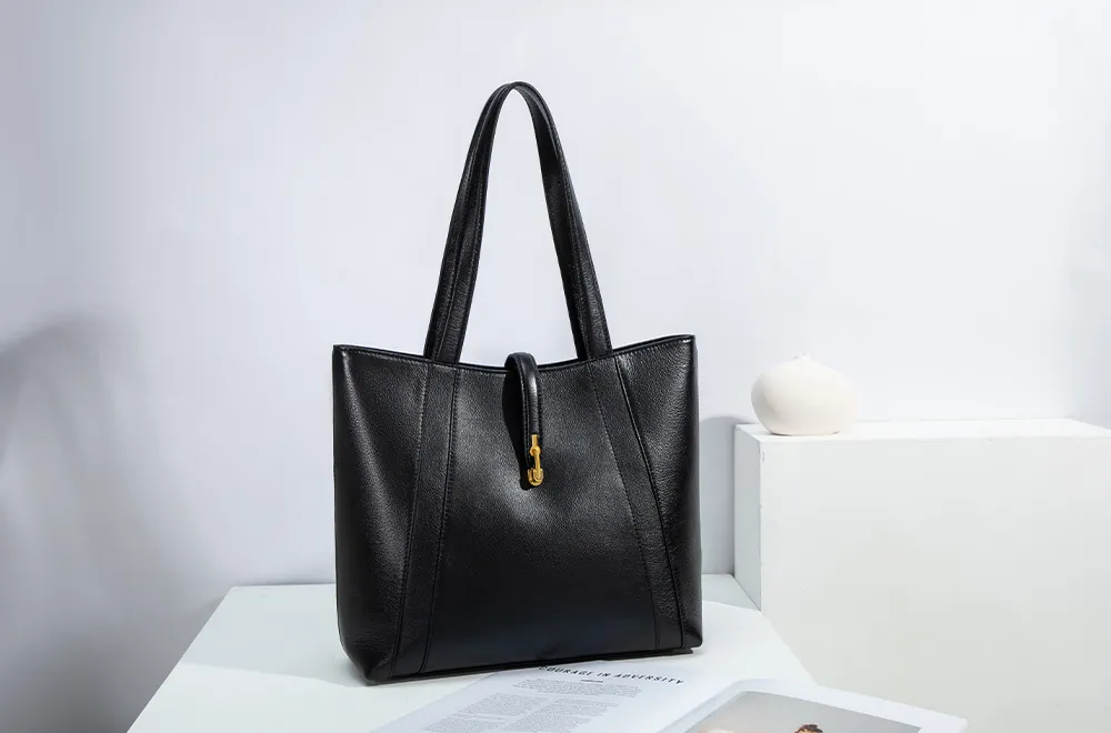 BALIYA H98055 genuine leather tote bag large capacity commuter women's bag simple versatile handbag