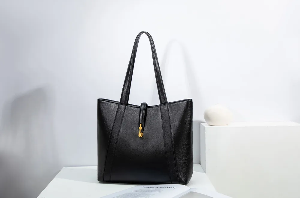 BALIYA H98055 genuine leather tote bag large capacity commuter women's bag simple versatile handbag