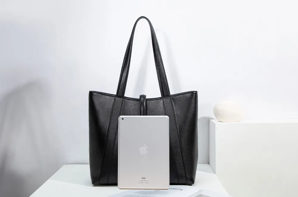 BALIYA H98055 genuine leather tote bag large capacity commuter women's bag simple versatile handbag