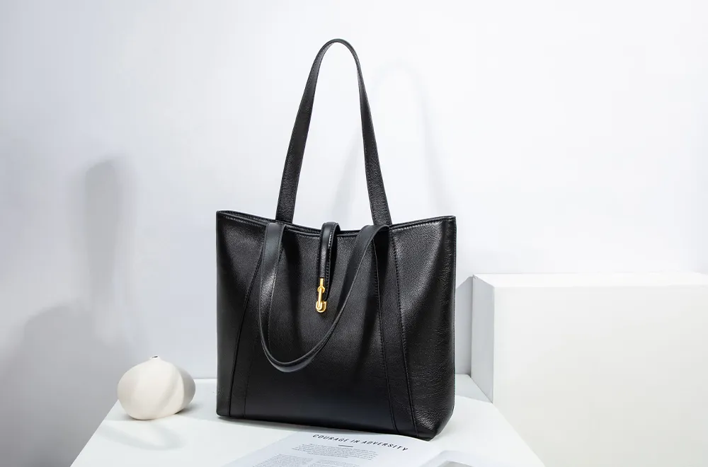 BALIYA H98055 genuine leather tote bag large capacity commuter women's bag simple versatile handbag