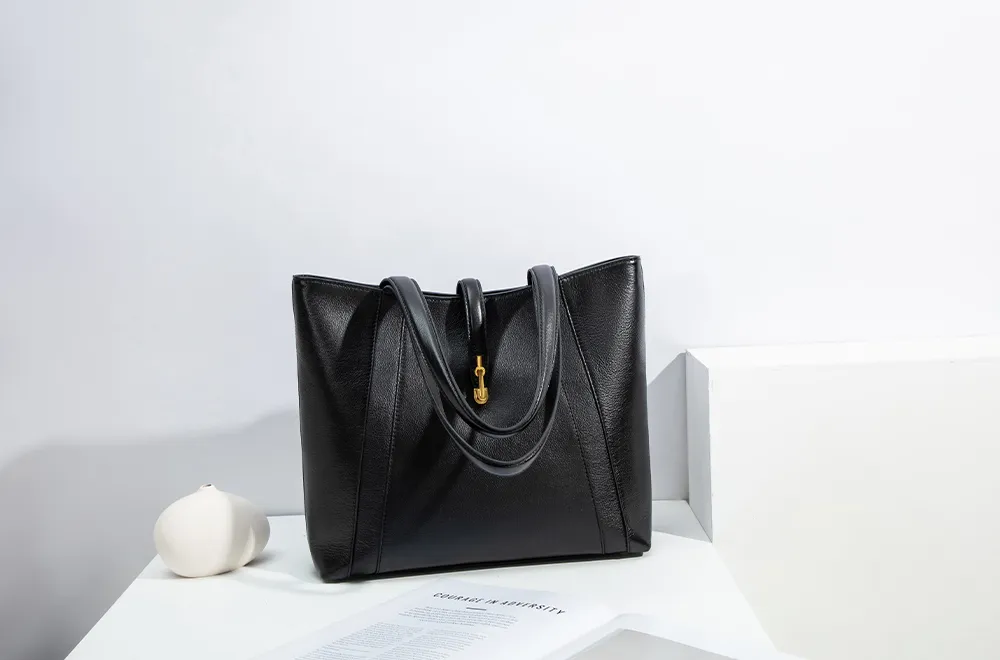 BALIYA H98055 genuine leather tote bag large capacity commuter women's bag simple versatile handbag