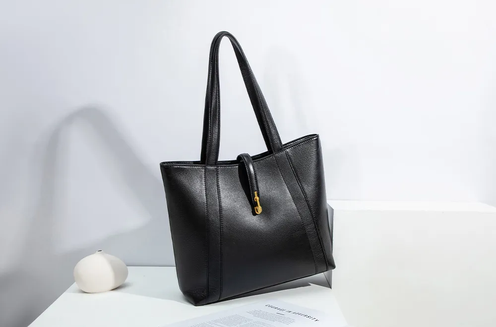 BALIYA H98055 genuine leather tote bag large capacity commuter women's bag simple versatile handbag