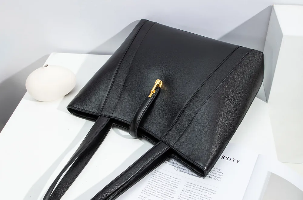 BALIYA H98055 genuine leather tote bag large capacity commuter women's bag simple versatile handbag