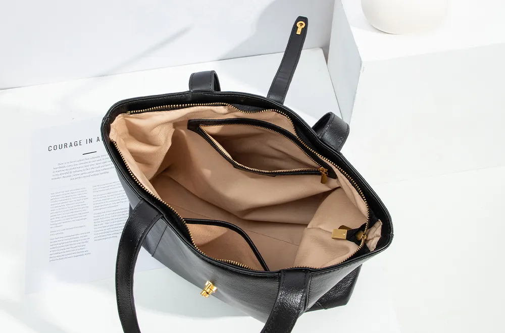 BALIYA H98055 genuine leather tote bag large capacity commuter women's bag simple versatile handbag