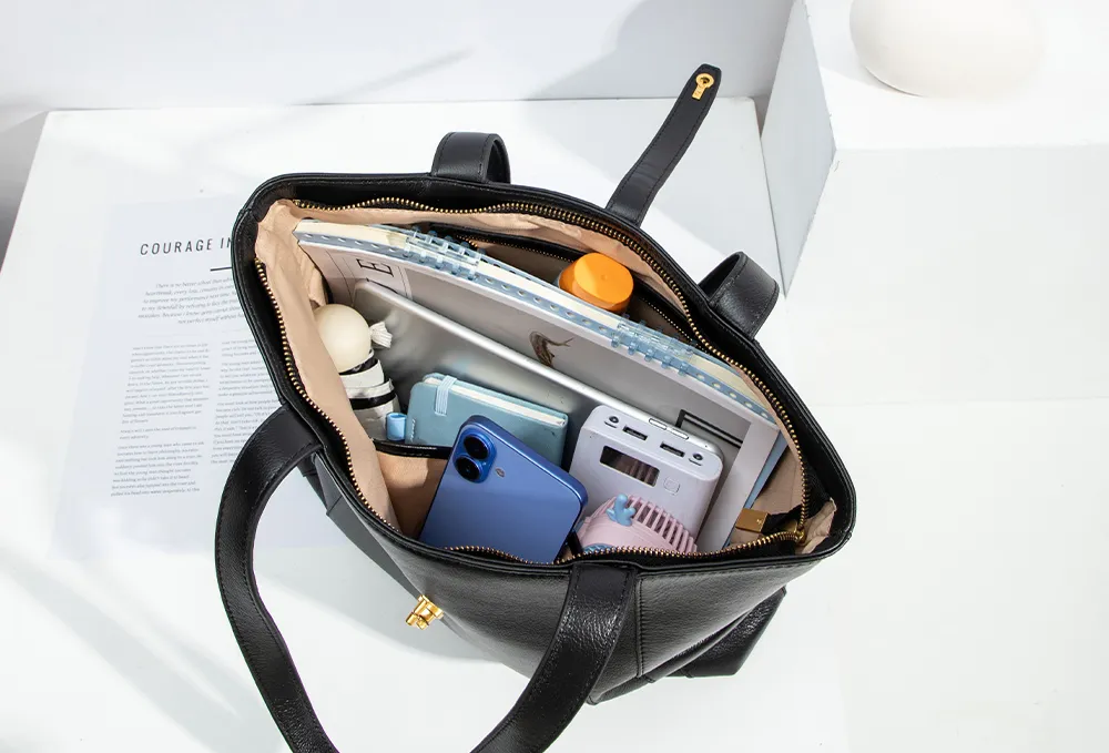 BALIYA H98055 genuine leather tote bag large capacity commuter women's bag simple versatile handbag