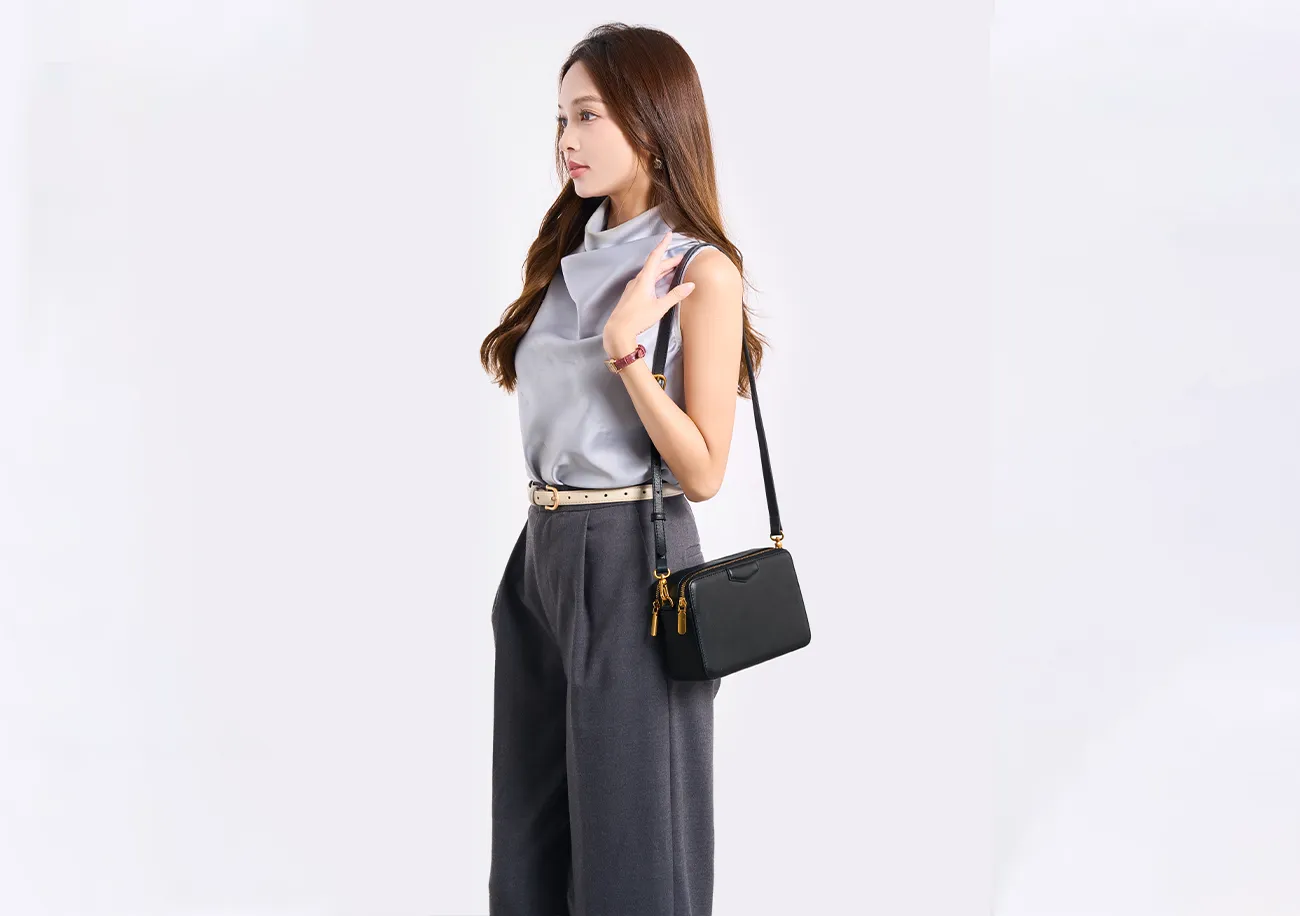 BALIYA H98073 ladies' top layer cowhide shoulder bag satchel handbag small square bag