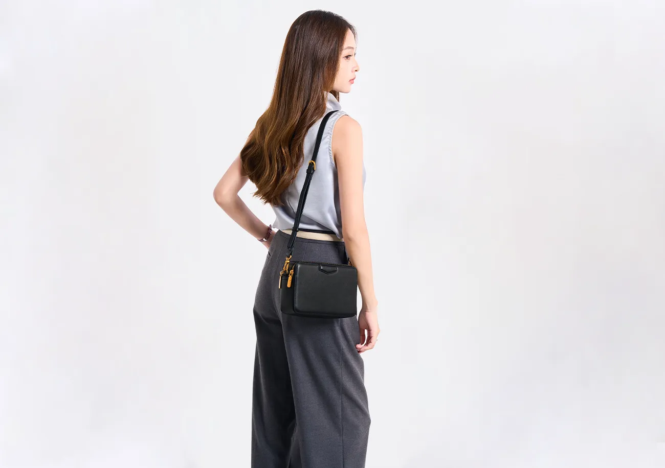 BALIYA H98073 ladies' top layer cowhide shoulder bag satchel handbag small square bag