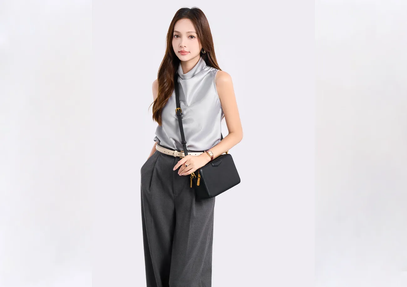 BALIYA H98073 ladies' top layer cowhide shoulder bag satchel handbag small square bag