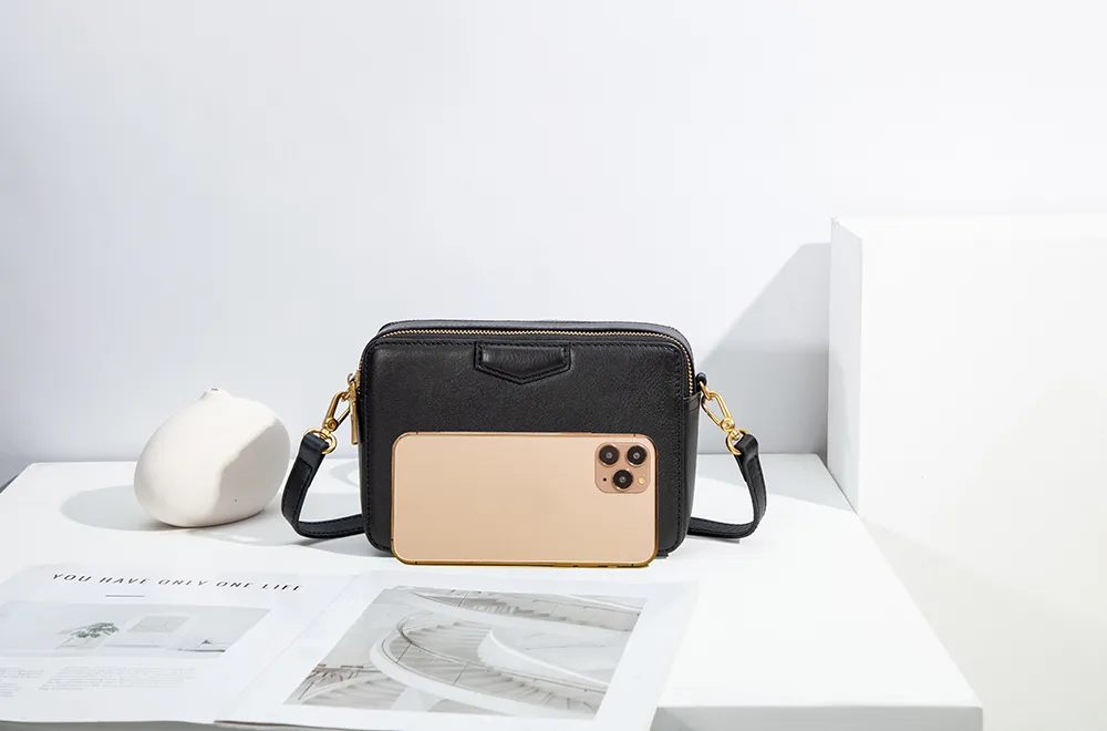 BALIYA H98073 ladies' top layer cowhide shoulder bag satchel handbag small square bag