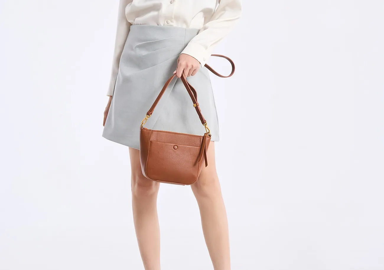 Baliya Italian Genuine Leather Crossbody Bag With Front Pocket And Compartment Women's Phone Bag