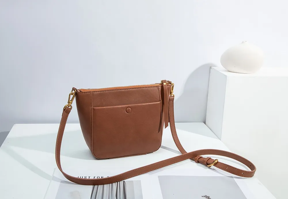 Baliya Italian Genuine Leather Crossbody Bag With Front Pocket And Compartment Women's Phone Bag