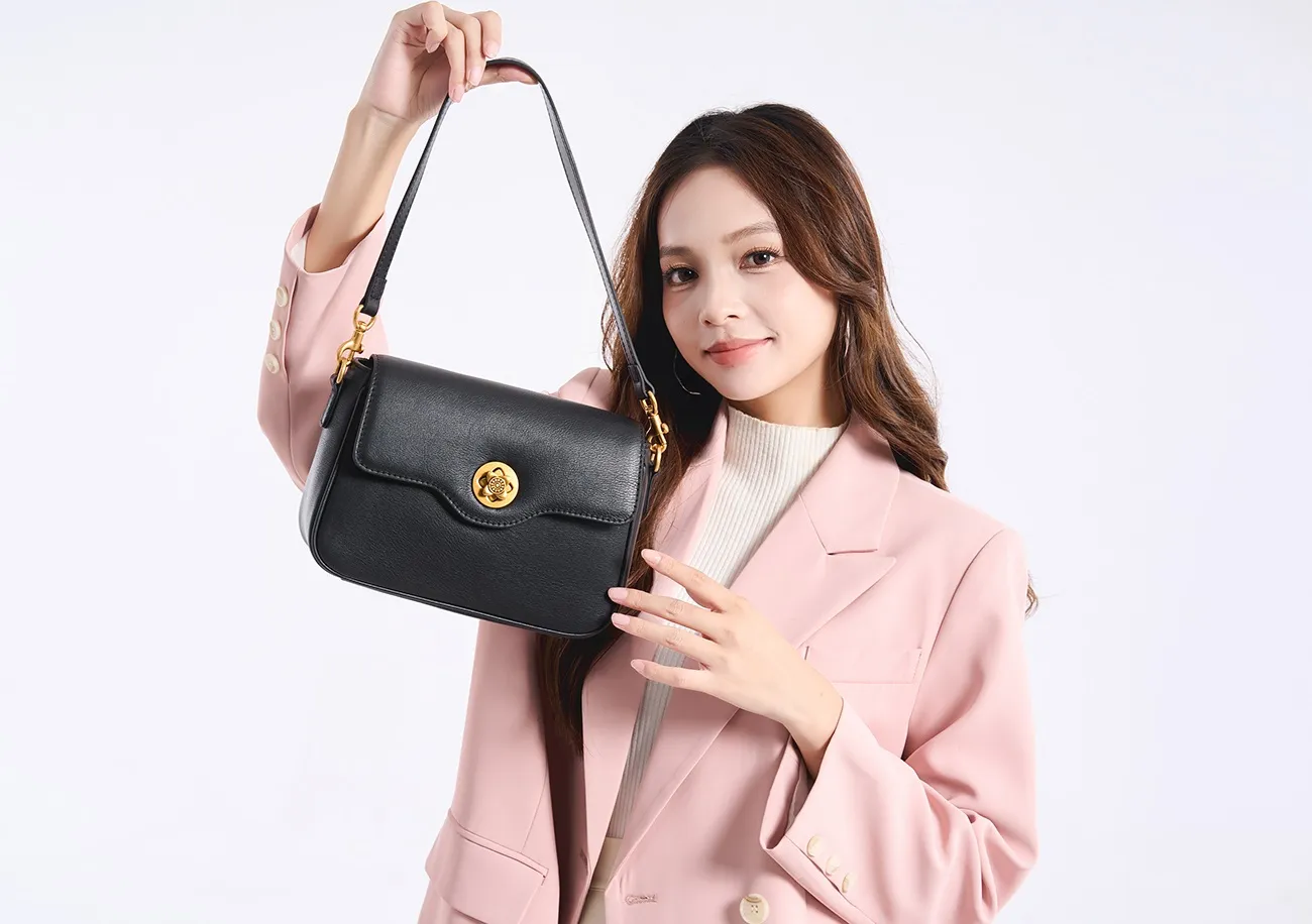 Baliya Genuine Leather Small Bag Retro Plum Blossom Hardware Shoulder Bag Customizable Women's Handbag