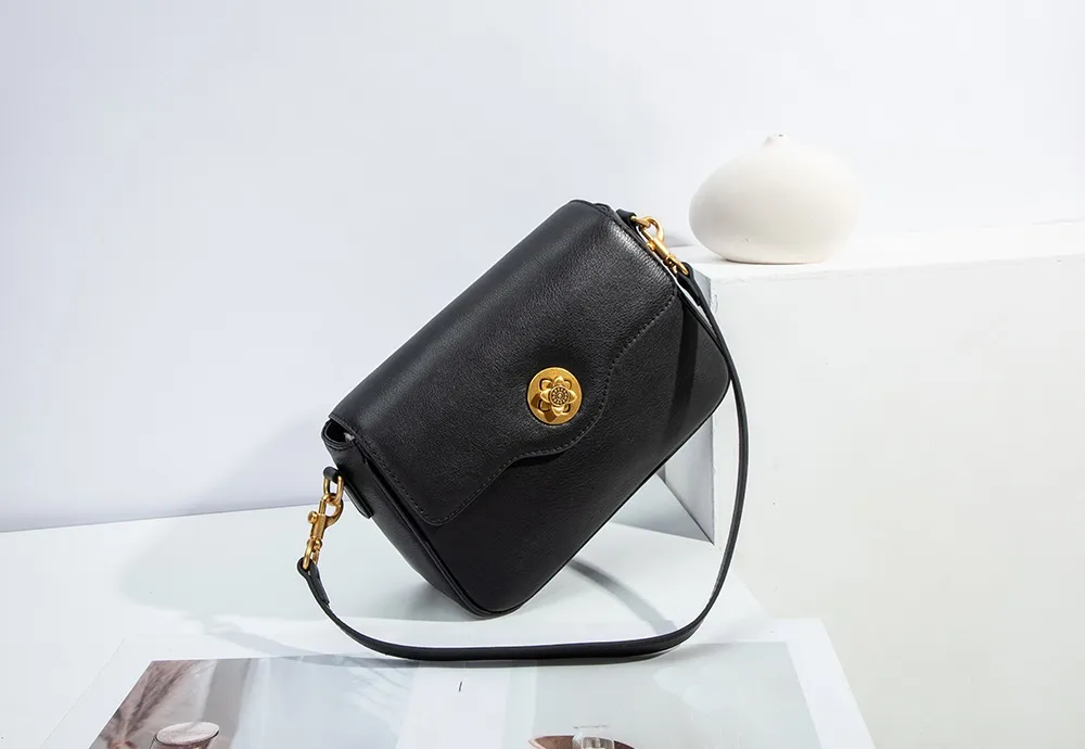 Baliya Genuine Leather Small Bag Retro Plum Blossom Hardware Shoulder Bag Customizable Women's Handbag