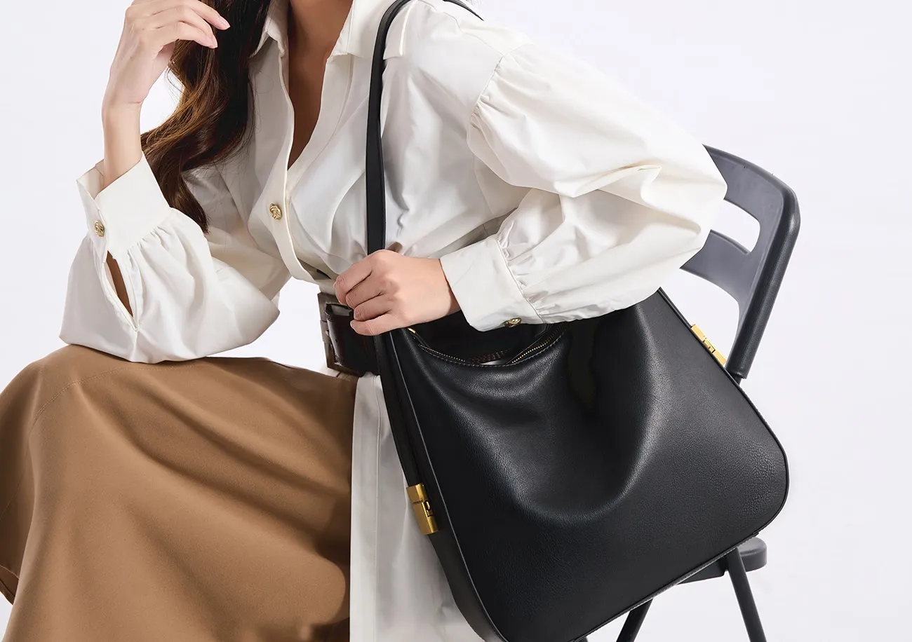 Baliya Factory-Made Genuine Leather Hobo Bag Customizable Large Capacity Matte Gold Hardware High-End Shoulder Bag