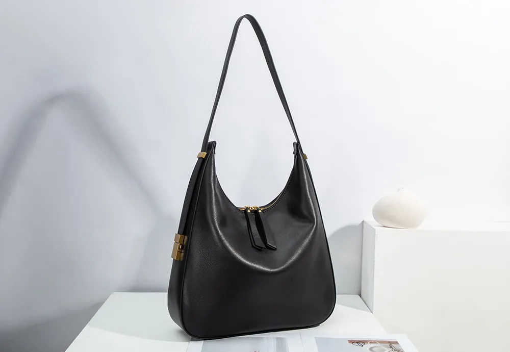 Baliya Factory-Made Genuine Leather Hobo Bag Customizable Large Capacity Matte Gold Hardware High-End Shoulder Bag
