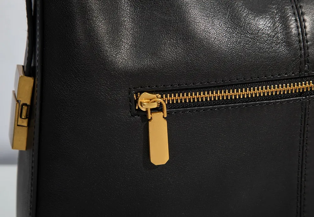 Baliya Factory-Made Genuine Leather Hobo Bag Customizable Large Capacity Matte Gold Hardware High-End Shoulder Bag