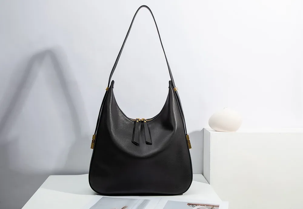 Baliya Factory-Made Genuine Leather Hobo Bag Customizable Large Capacity Matte Gold Hardware High-End Shoulder Bag