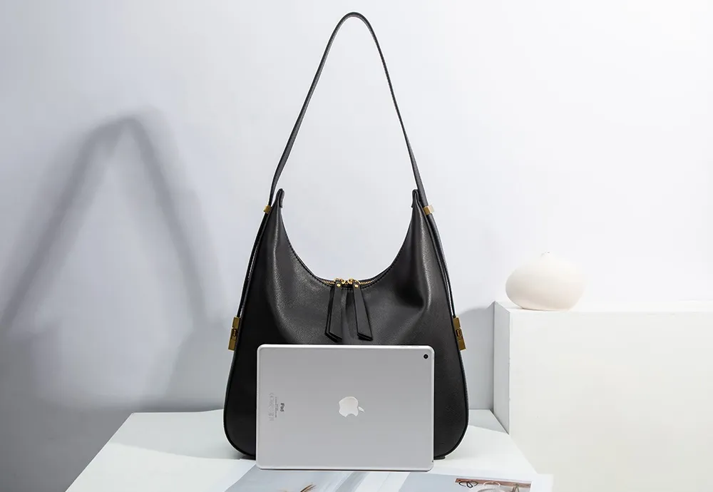Baliya Factory-Made Genuine Leather Hobo Bag Customizable Large Capacity Matte Gold Hardware High-End Shoulder Bag