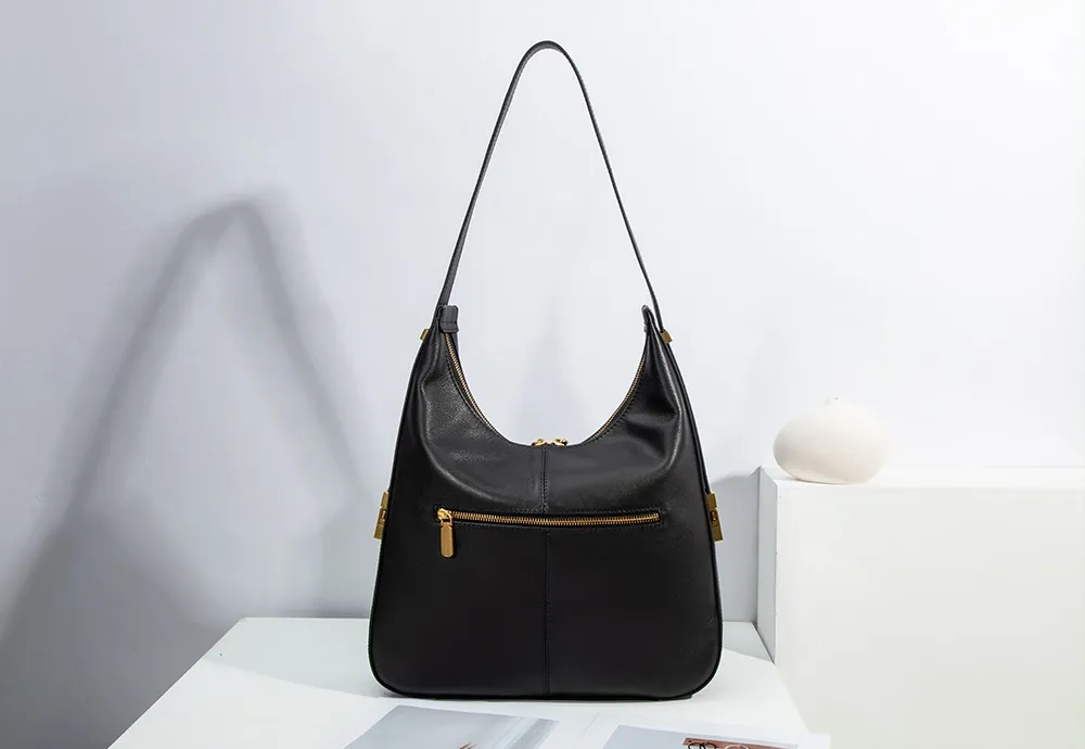 Baliya Factory-Made Genuine Leather Hobo Bag Customizable Large Capacity Matte Gold Hardware High-End Shoulder Bag