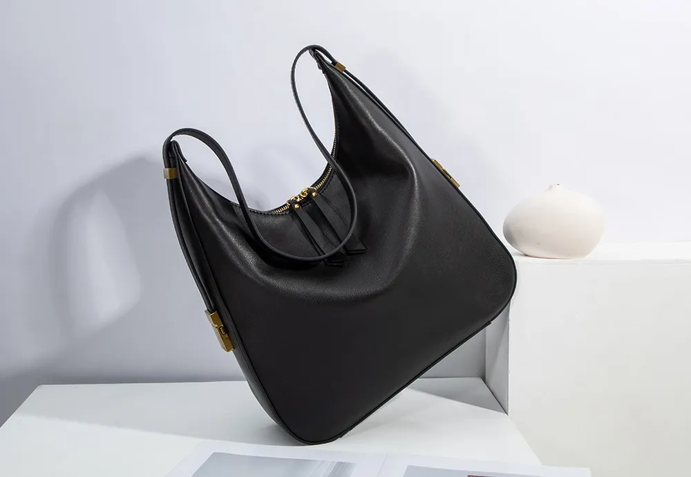 Baliya Factory-Made Genuine Leather Hobo Bag Customizable Large Capacity Matte Gold Hardware High-End Shoulder Bag