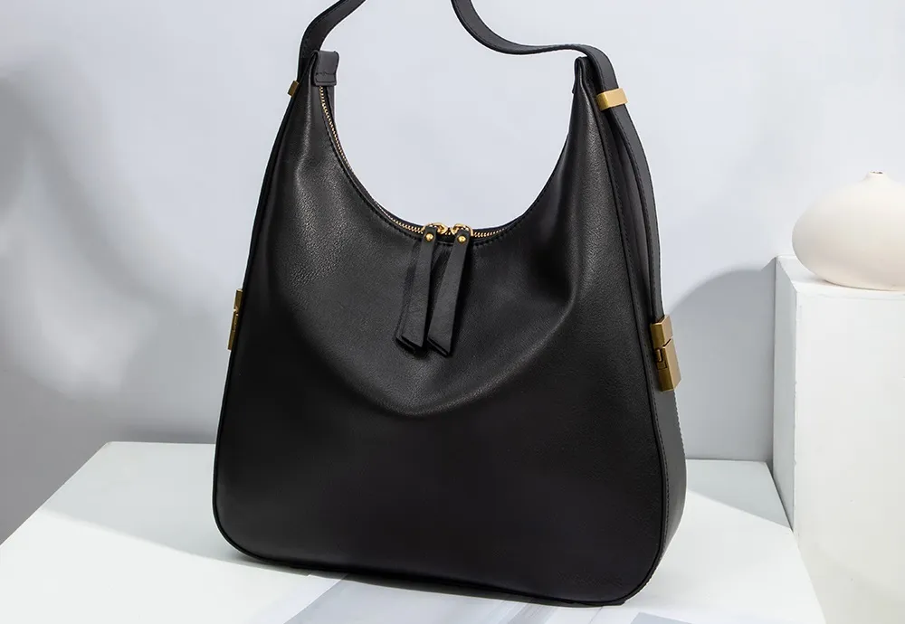 Baliya Factory-Made Genuine Leather Hobo Bag Customizable Large Capacity Matte Gold Hardware High-End Shoulder Bag