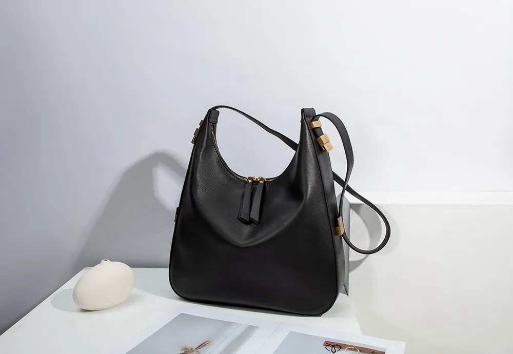 Baliya Factory-Made Genuine Leather Hobo Bag Customizable Large Capacity Matte Gold Hardware High-End Shoulder Bag