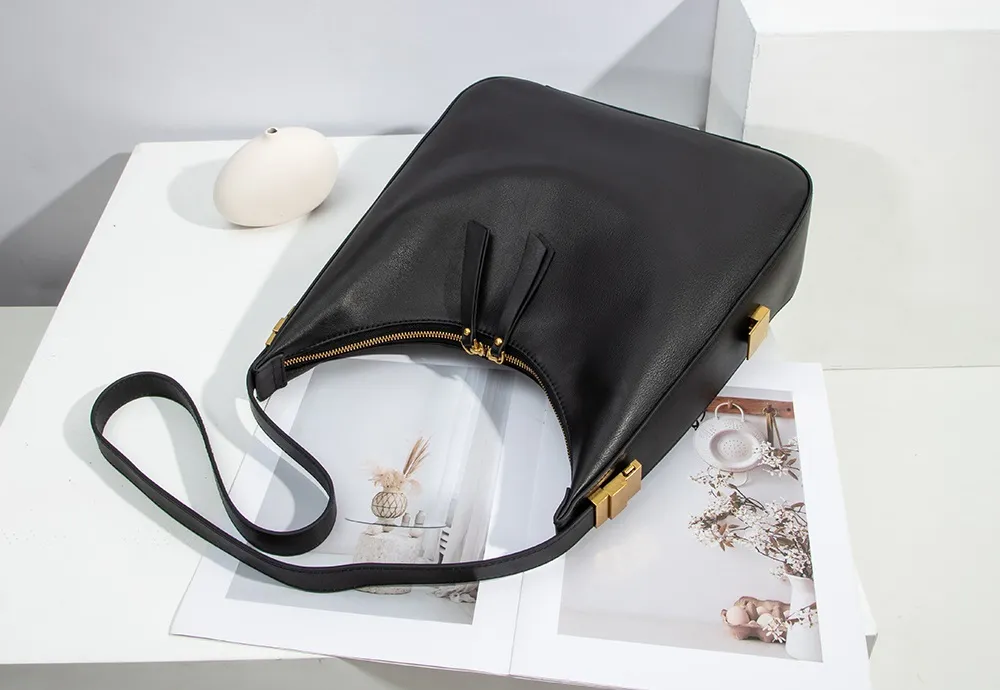 Baliya Factory-Made Genuine Leather Hobo Bag Customizable Large Capacity Matte Gold Hardware High-End Shoulder Bag