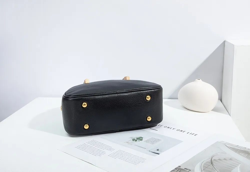 Baliya Genuine Leather Dome Bag With Gold Ball Zip Top Handle, Customizable Women's Crossbody Bag