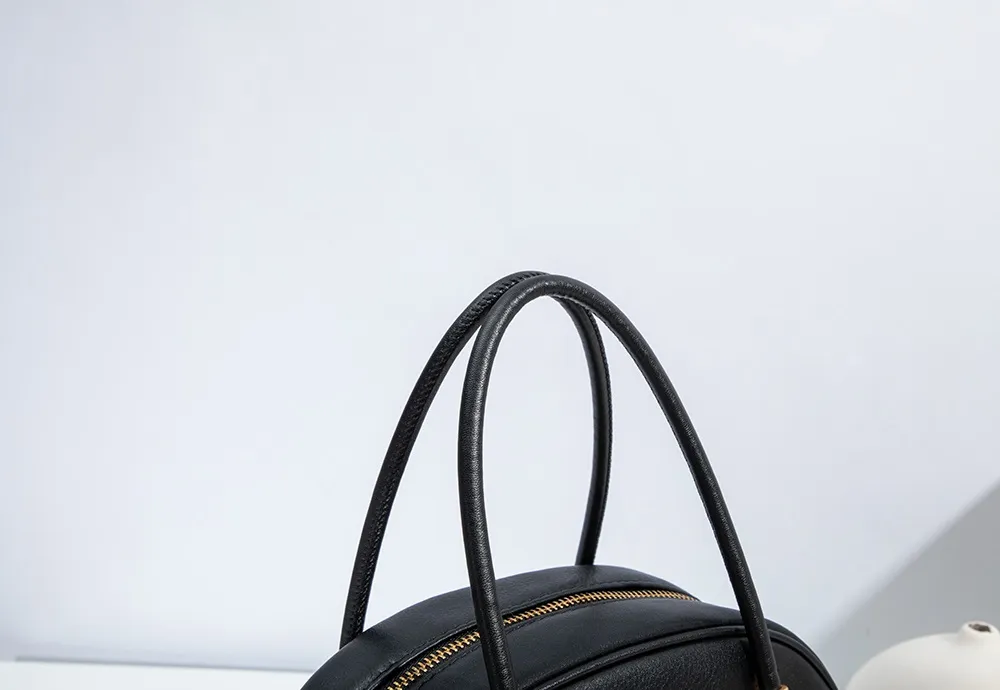 Baliya Genuine Leather Dome Bag With Gold Ball Zip Top Handle, Customizable Women's Crossbody Bag
