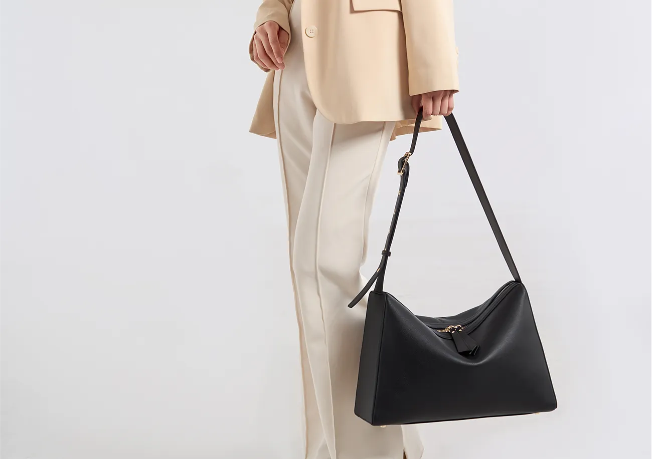 BALIYA Women's Top Grain Leather Crossbody Shoulder Bag, Minimalist Spacious Handbag for Daily Use