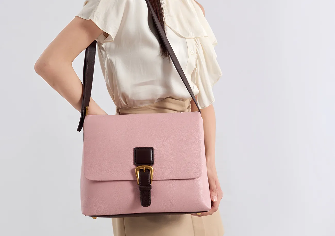 Baliya Factory-Made 100% Genuine Leather Messenger Bag Color-Blocked Square Shoulder Bag