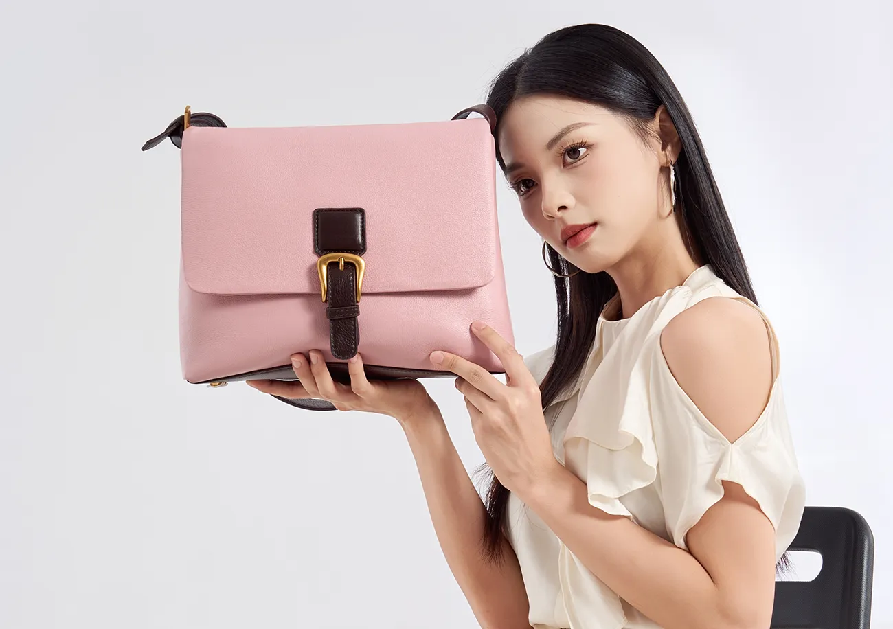 Baliya Factory-Made 100% Genuine Leather Messenger Bag Color-Blocked Square Shoulder Bag