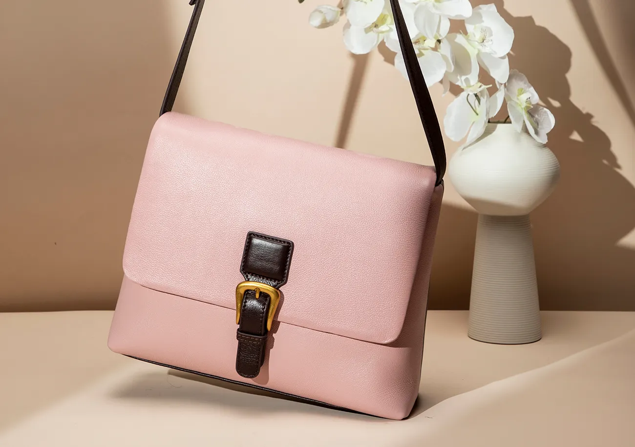 Baliya Factory-Made 100% Genuine Leather Messenger Bag Color-Blocked Square Shoulder Bag