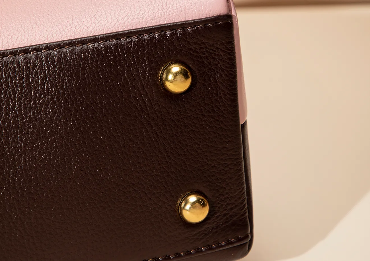 Baliya Factory-Made 100% Genuine Leather Messenger Bag Color-Blocked Square Shoulder Bag