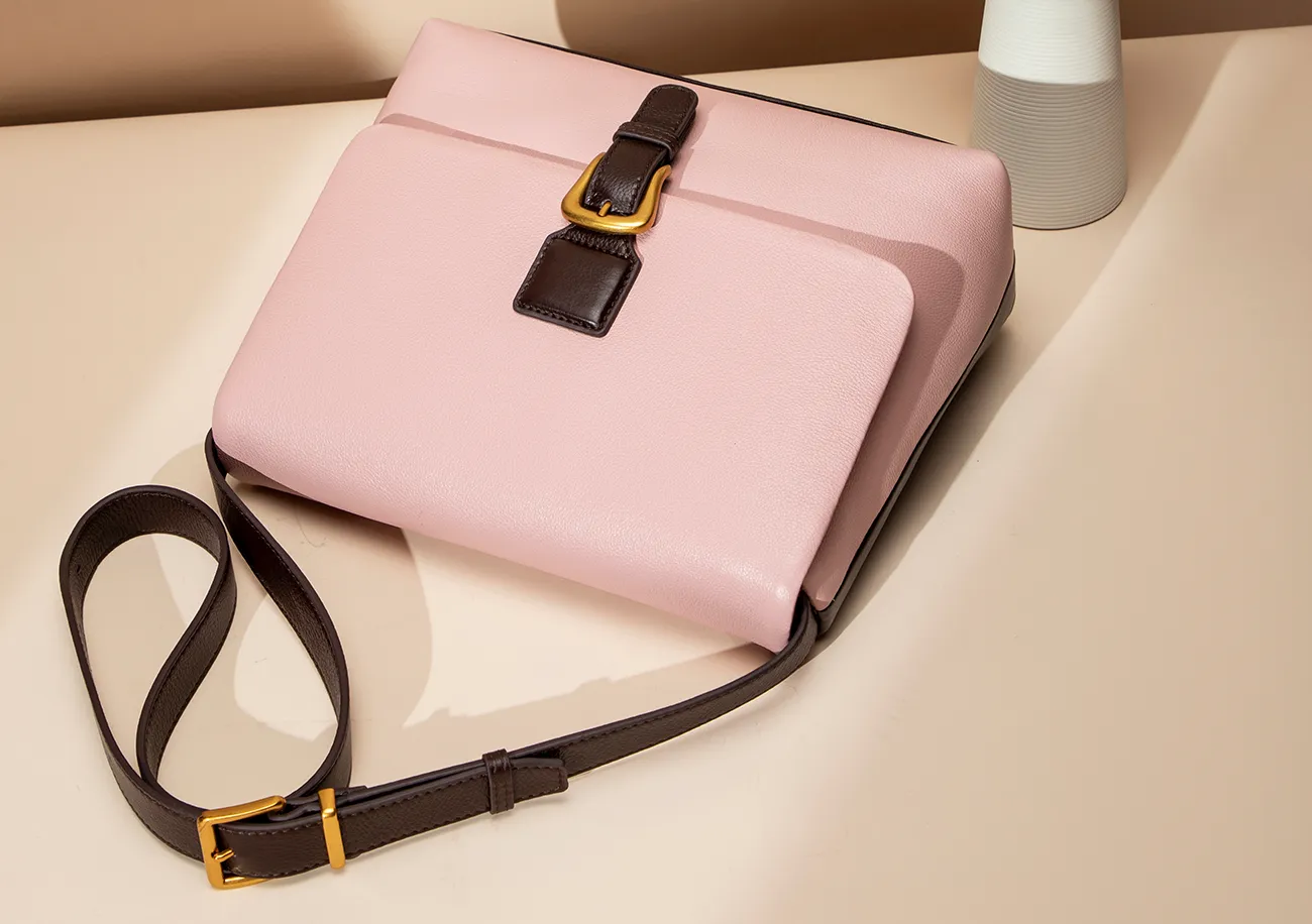 Baliya Factory-Made 100% Genuine Leather Messenger Bag Color-Blocked Square Shoulder Bag