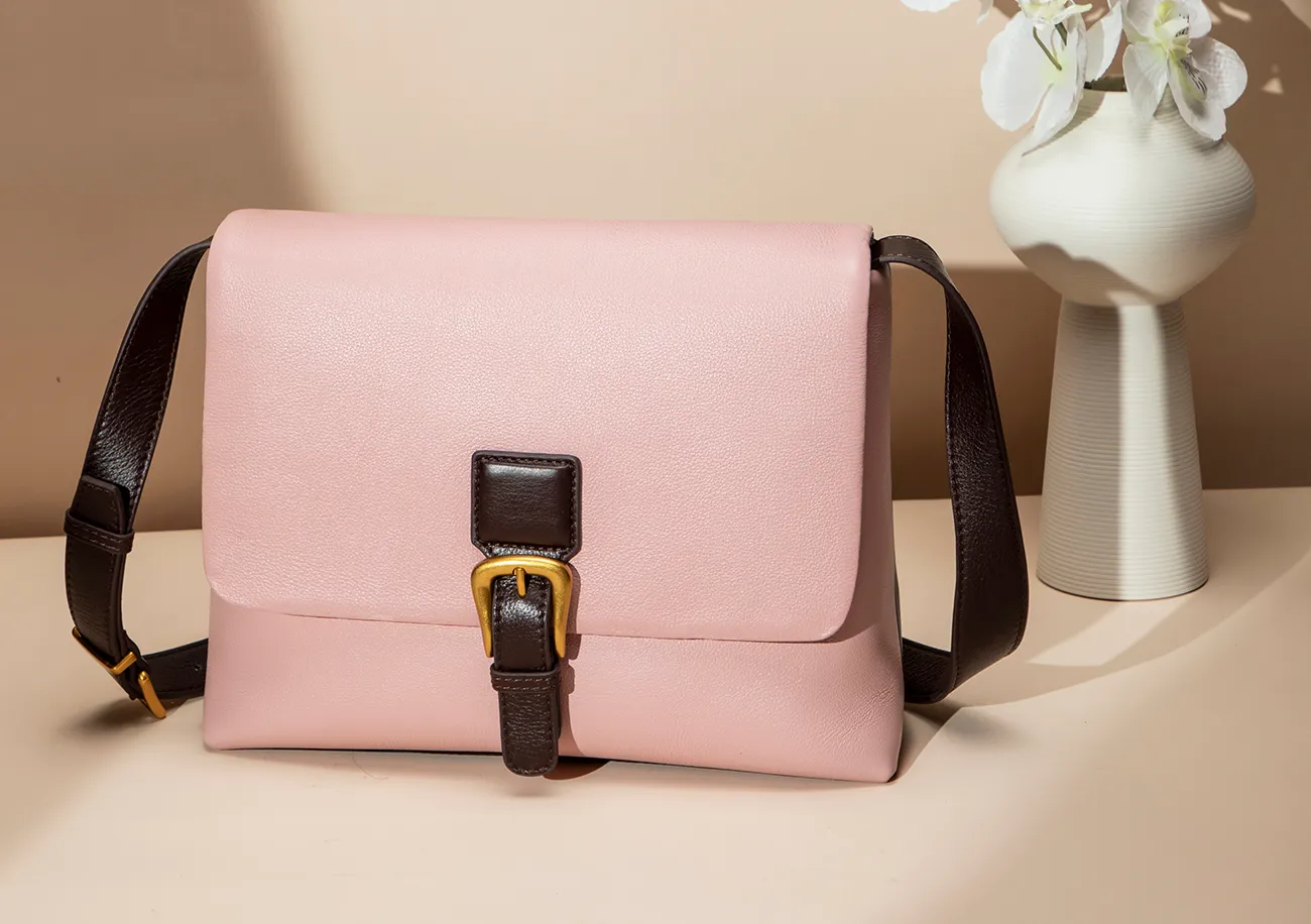 Baliya Factory-Made 100% Genuine Leather Messenger Bag Color-Blocked Square Shoulder Bag