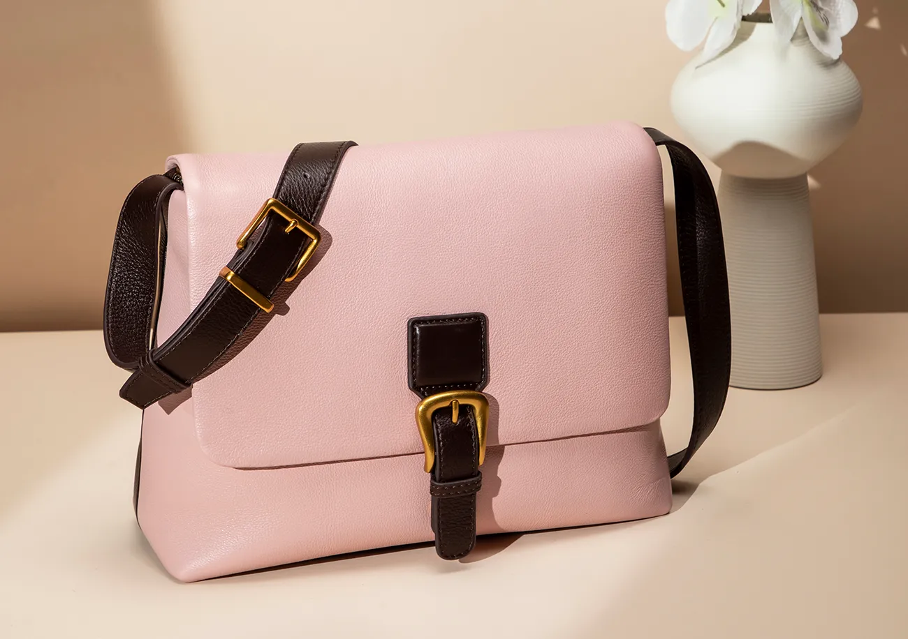 Baliya Factory-Made 100% Genuine Leather Messenger Bag Color-Blocked Square Shoulder Bag