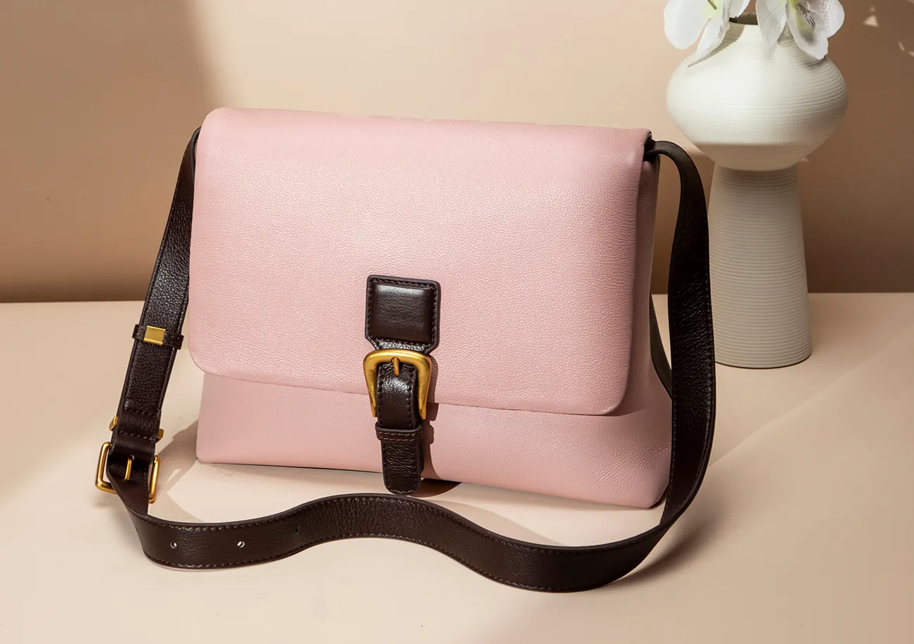 Baliya Factory-Made 100% Genuine Leather Messenger Bag Color-Blocked Square Shoulder Bag