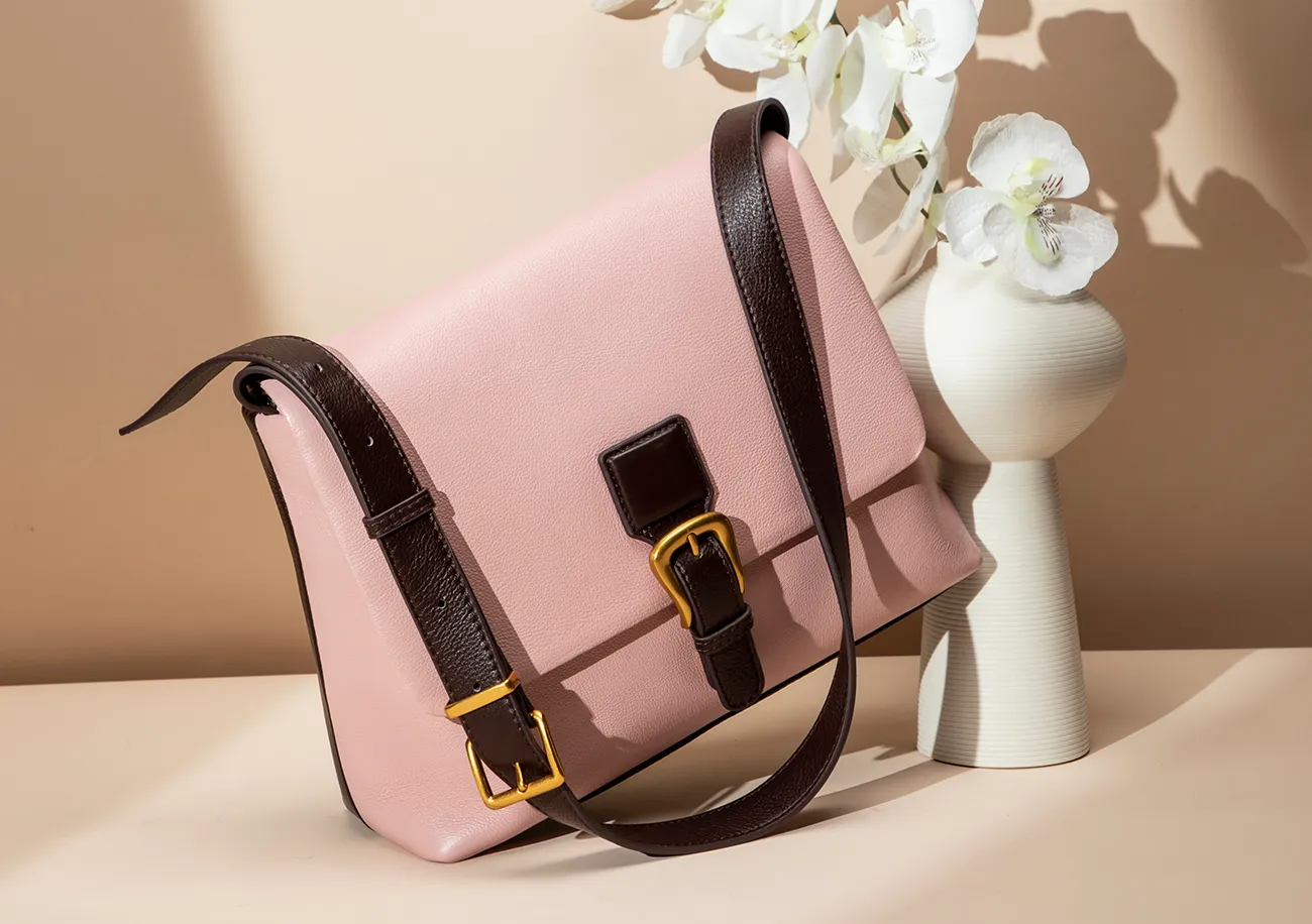 Baliya Factory-Made 100% Genuine Leather Messenger Bag Color-Blocked Square Shoulder Bag