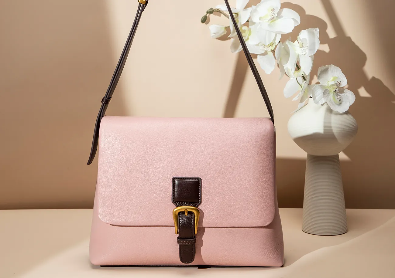 Baliya Factory-Made 100% Genuine Leather Messenger Bag Color-Blocked Square Shoulder Bag