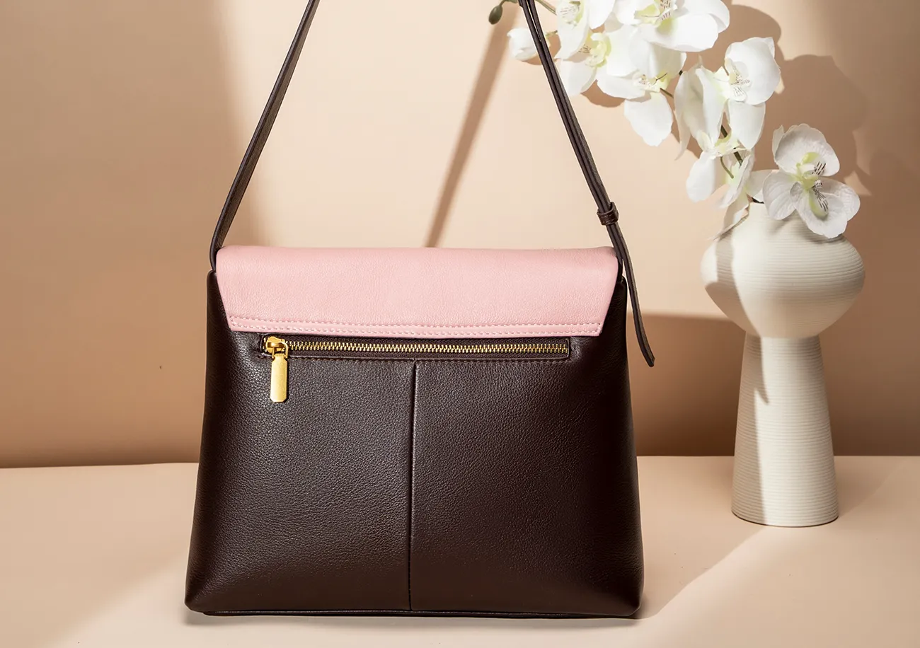 Baliya Factory-Made 100% Genuine Leather Messenger Bag Color-Blocked Square Shoulder Bag