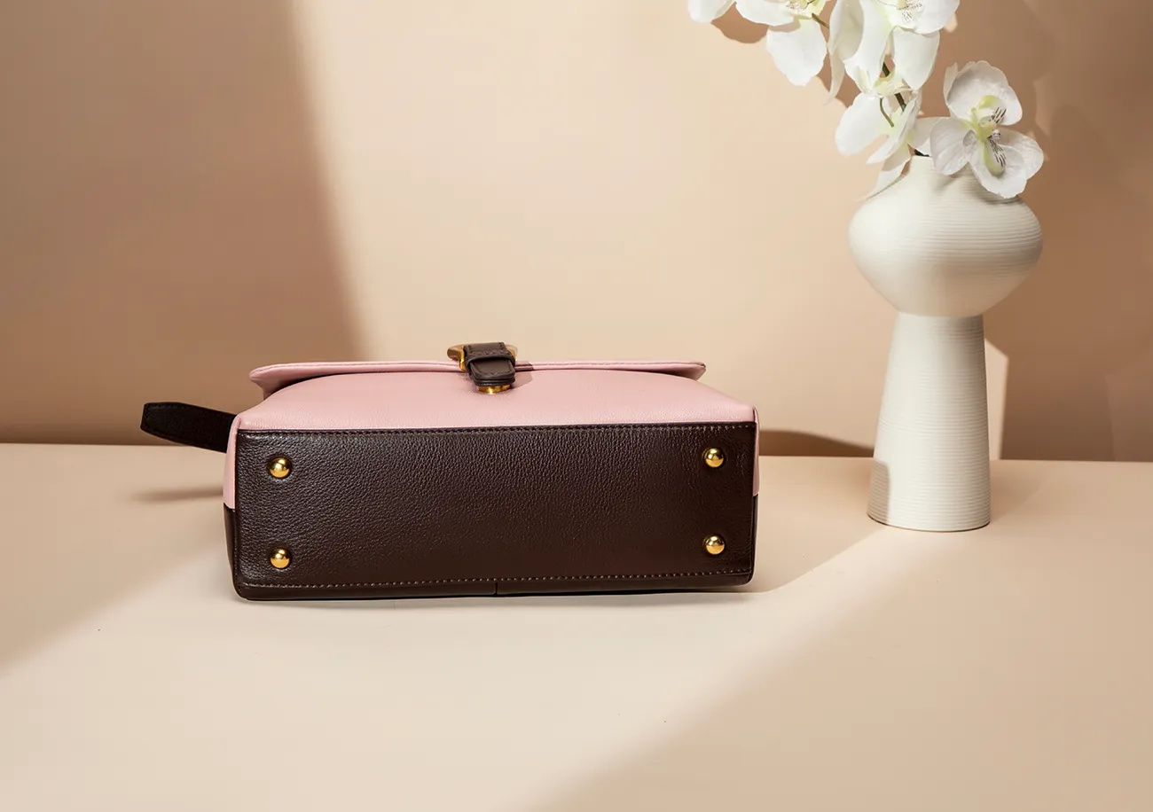 Baliya Factory-Made 100% Genuine Leather Messenger Bag Color-Blocked Square Shoulder Bag