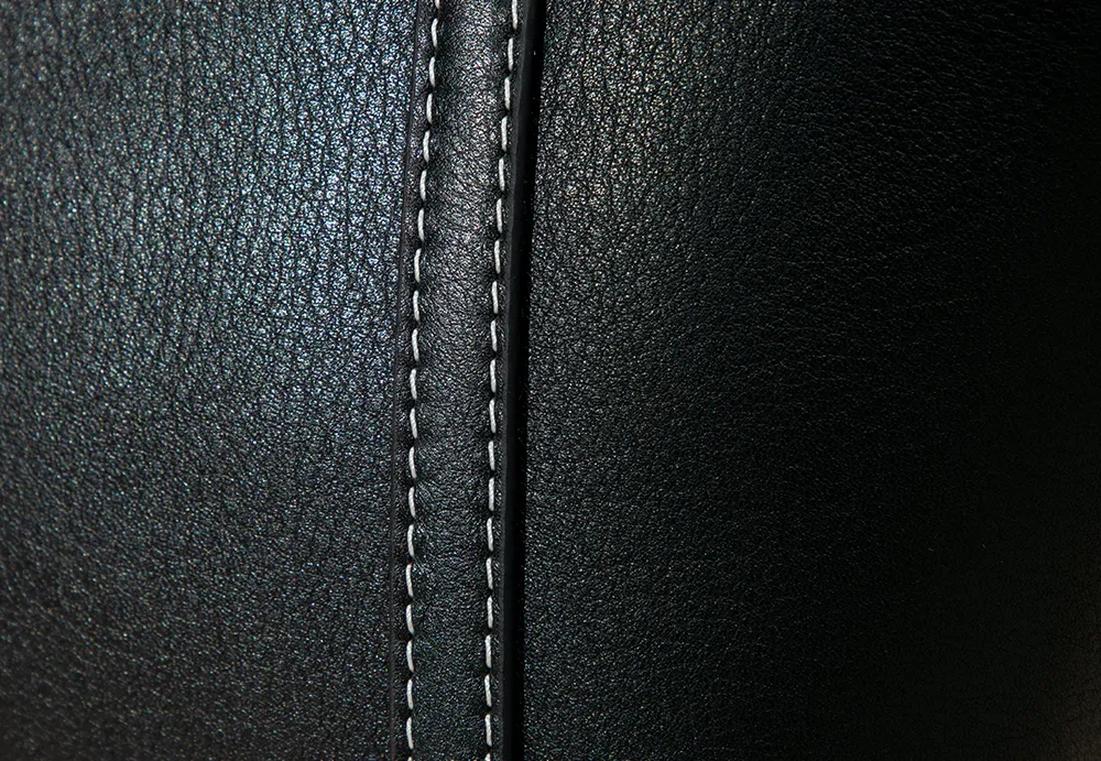 BALIYA Factory - Made Genuine Leather Tote Bag, Black with Contrast Stitch Convertible Handbag/Crossbody