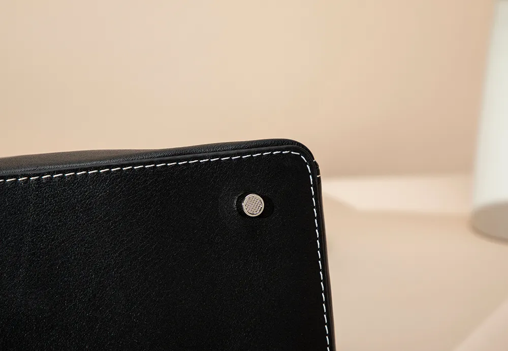 BALIYA Factory - Made Genuine Leather Hobo Bag - Black with Contrast Stitching, Convertible Shoulder & Crossbody Purse